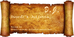 Dvorák Julietta névjegykártya